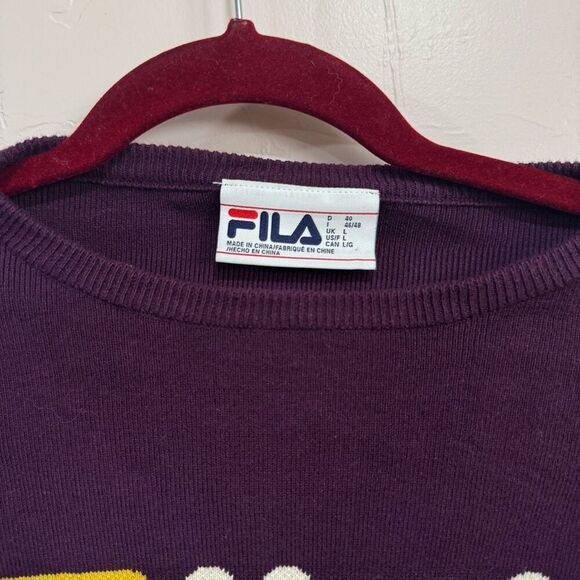 FILA Palmira Crop Sweater Burgundy Size Large - Picture 3 of 5